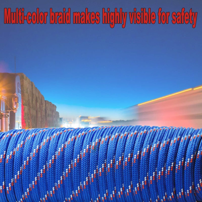 Wellmax Diamond Braid Nylon Rope, 1/2in X 100FT with Bonus 1/4in x25FT Cord UV Resistant, High Strength and Weather Resistant - Image 3